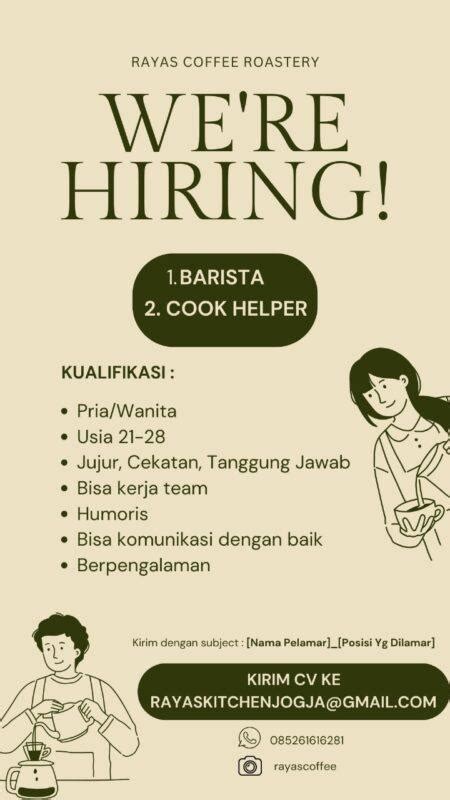 Lowongan Kerja Barista Cook Helper Di Rayas Coffee Roastery