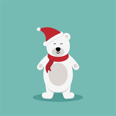 Polar Bear With Red Scarf Vector Cute Cartoon Charcter Chrismas Concept