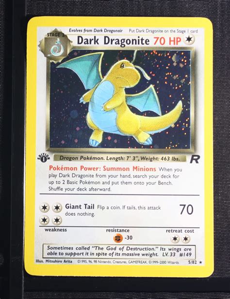 2000 Pokemon Team Rocket 5 Dark Dragonite 1st Edition Holo PSA