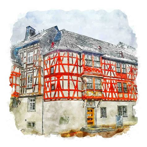 Bad Camberg Germany Watercolor Sketch Hand Drawn Illustration 23474792