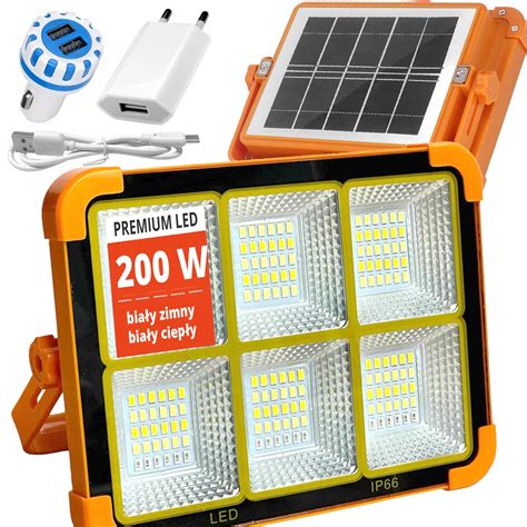 HALOGEN SOLARNY 5w1 PRZENOŚNY roboczy BUDOWLANY KEMPING LAMPA AKU USB