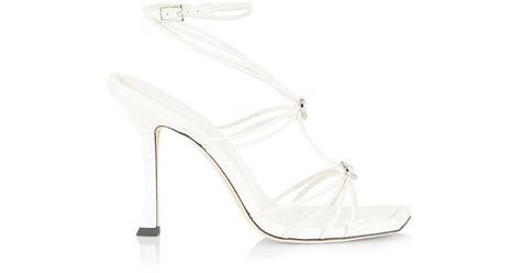 Jimmy Choo Indiya Mm Leather Strappy Sandals In White Lyst