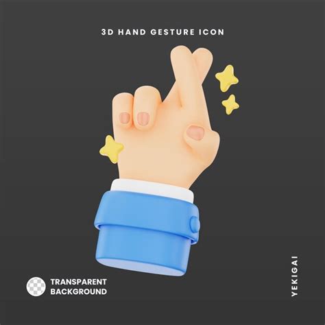 Premium Psd Crossed Finger 3d Hand Gesture Icon