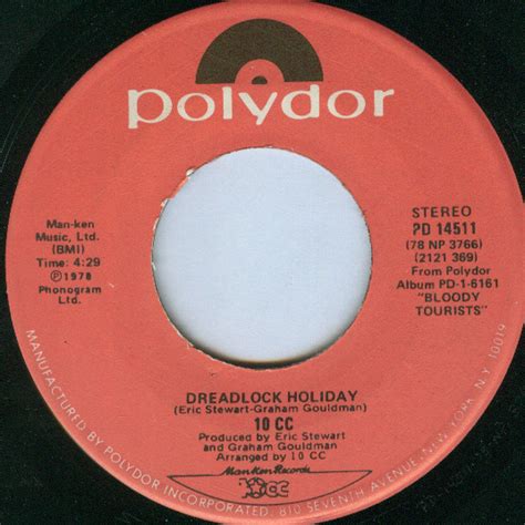 10cc – Dreadlock Holiday (1978, Vinyl) - Discogs