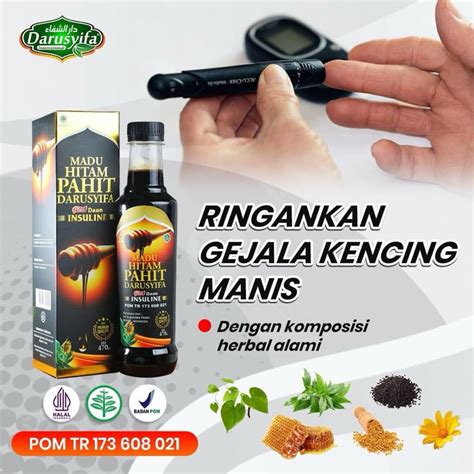 Jual Madu Hitam Pahit Darusyifa Plus Daun Insuline Originak Gram