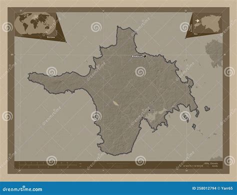 Hiiu Estonia Sepia Labelled Points Of Cities Stock Illustration