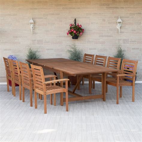 Amazonia Brooks 9-Piece Eucalyptus Extendable Rectangular Patio Dining ...