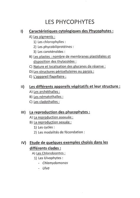 Poly algue etudiant complet Biologie Physiologie Végétale Studocu