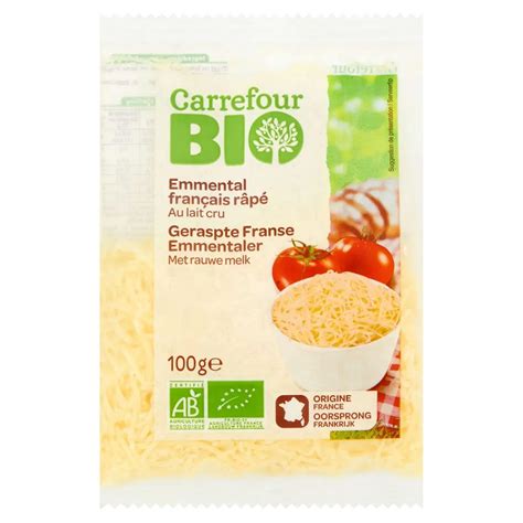 Bio Geraspte Franse Emmentaler met Rauwe Melk 100 g Carrefour België