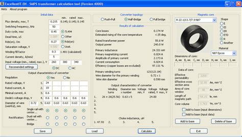 excellentit SMPS transformer calculation tool program for free, as ever I have seen most ...