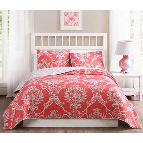 Pomeroy 3 Piece Coral Reversible King Quilt Set Ymz007003 The Home Depot