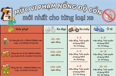 Infographic Mức Phạt Vi Phạm Nồng độ Cồn Mới Nhất Cho Từng Loại Xe