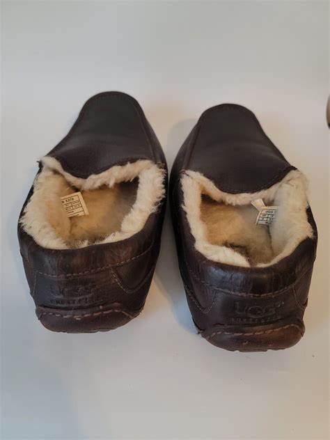 Ugg Ascot Size 9 Brown Suede Leather Sheep Skin Slippers Moccasins