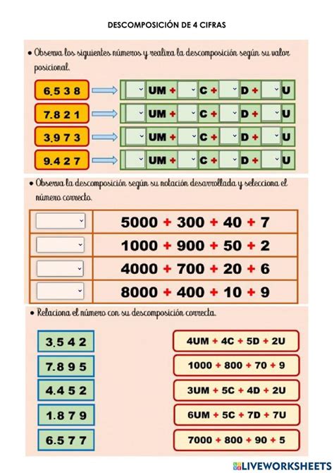 Descomposici N De Cifras Worksheet School Subjects Teachers