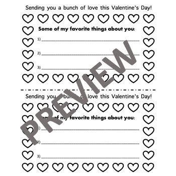 No Prep Valentine S Day Printable List Favorite Things About Valentine