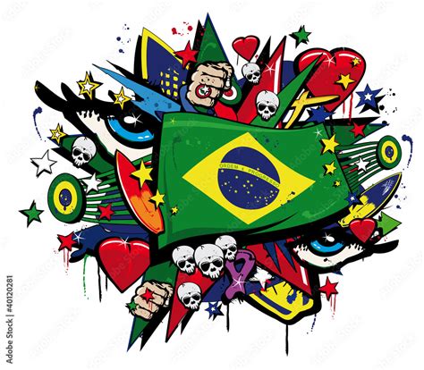 Brazil Flag graffiti brazilian pop art carnival illustration Stock ...