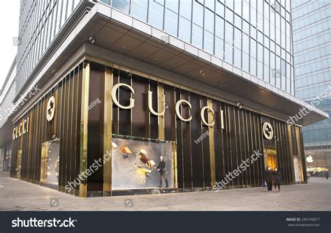 Beijing, China-Nov.29, 2014: People Is Seen Around Gucci Store. Gucci Is An Italian Fashion And ...