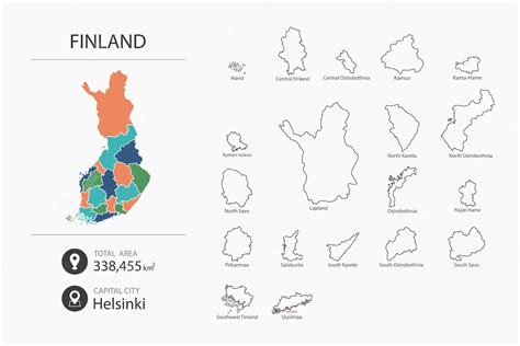 Premium Vector Map Of Finland With Detailed Country Map Map Elements