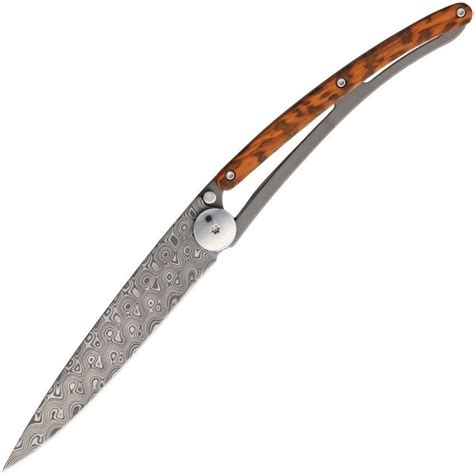 Prestige Damascus Steel Blade Titanium/Snakewood Handle Knife ...