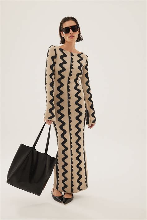 Wide Sleeve Knitted Maxi Dress Multicolor Na Kd