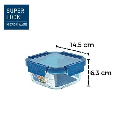 Super Lock Square Borosilicate Glass Microwavable Food Container Ml