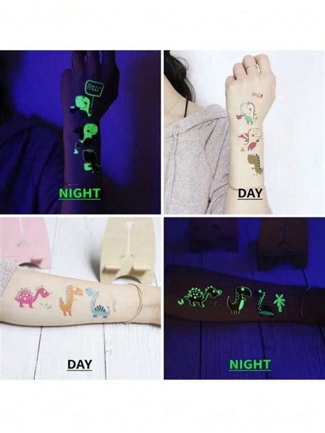 Set Of Flashing Glow In The Dark Dinosaur Temporary Tattoos Easy