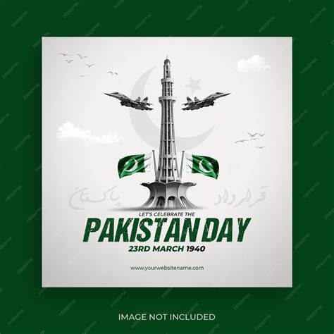 Premium PSD | 23rd march pakistan day with minar e pakistan social