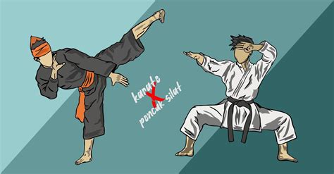 Illustration Of Pencak Silat Vs Karate Fighter Muaythai Figther