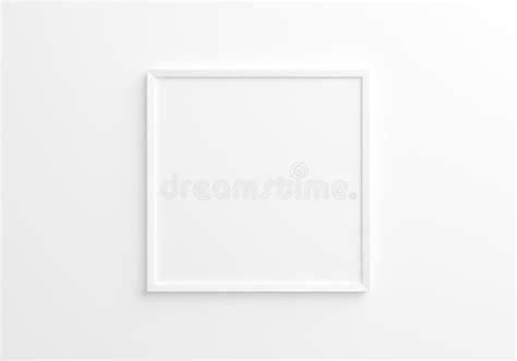 White Square Frame Mockup On White Wall 3d Rendering Stock