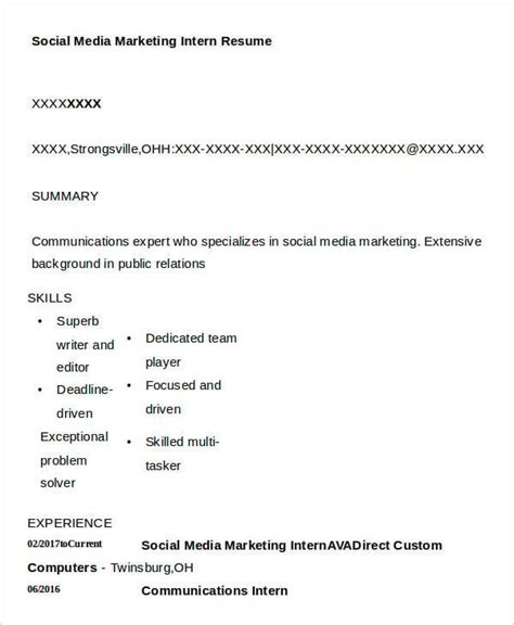 Social Media Influencer Resume Sample