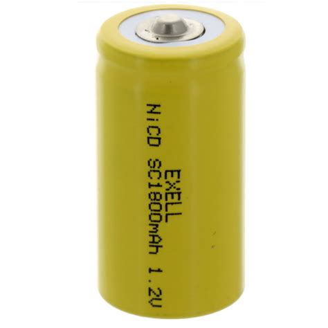 Exell SubC 1 2V 2000mAh NiCD Button Top Rechargeable Battery Walmart