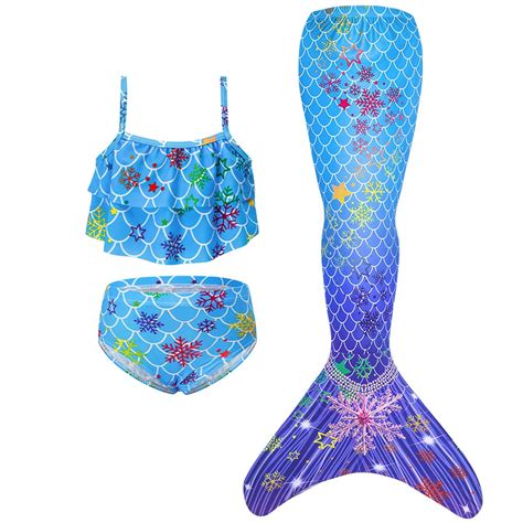 MUXiin Tail Swimsuit For Girls Fish Tail Set Sling Bikini Fish Scale Girls 3pc Swimsuits Bathing