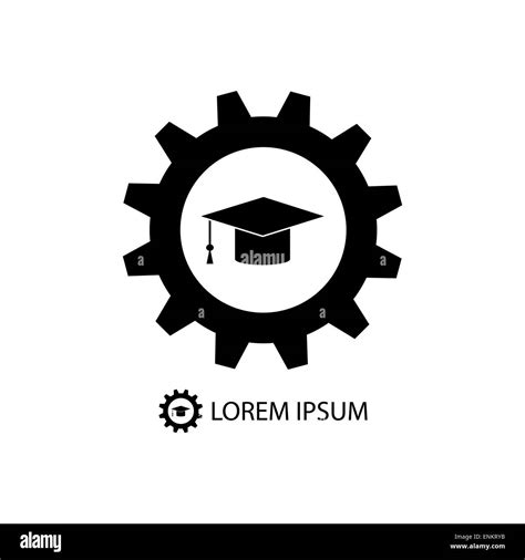 Black graduation hat in gear wheel as education logo Stock Photo - Alamy