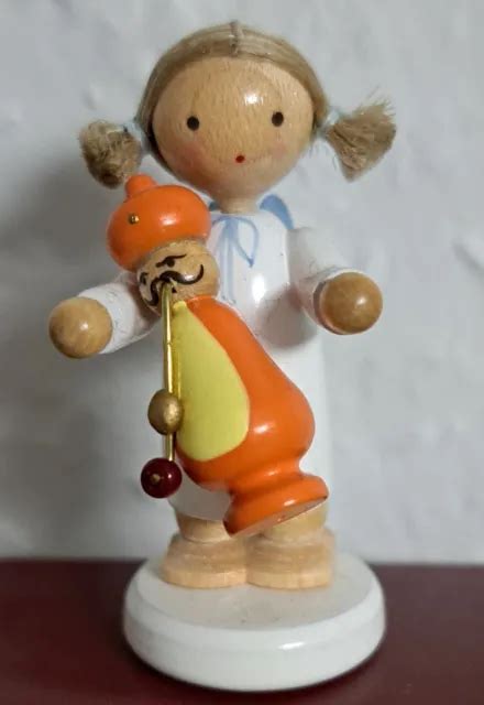 FLADE ENGEL MIT Räuchermann Figur Flachshaar Miniatur Erzgebirge EUR 28