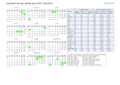 Calendario De D As Laborales Para Con Festivos En Panam