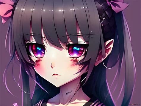 Beautiful anime girl with purple eyes 2K wallpaper download