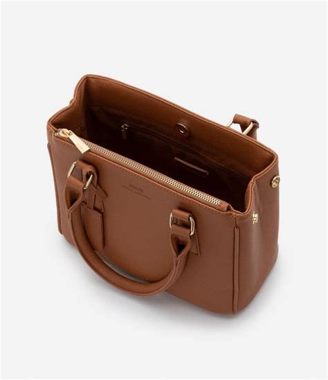 Bolsa Transversal Satchel Al A De M O E Detalhe Frontal Marrom