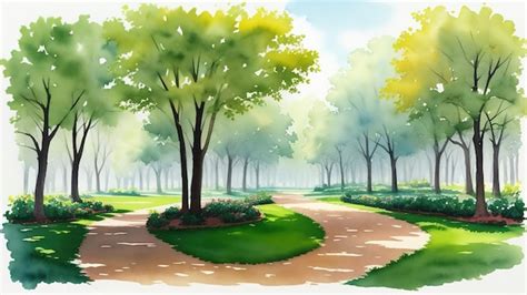 Premium AI Image | Watercolor painting of a park