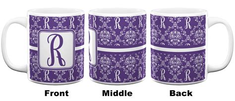 Custom Initial Damask 11 Oz Coffee Mug - White | YouCustomizeIt