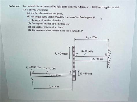 Solved Problem Two Solid Shafts Are Connected By Rigid Gears As