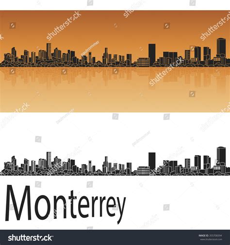 Monterrey Skyline Orange Background Editable Vector Stock Vector ...