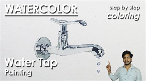 How To Paint Realistic Water Tap In Watercolor Step By Step Coloring