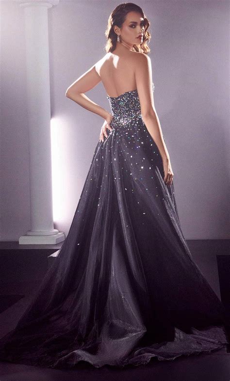 Ladivine Cb114 Bejeweled A Line Strapless Long Classic Prom Dress