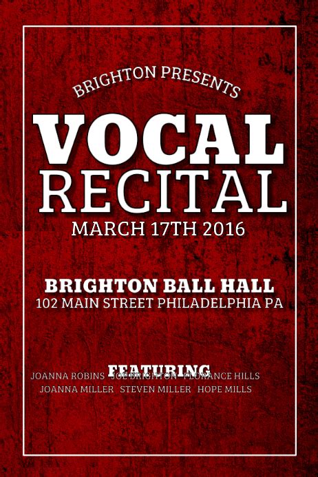 Vocal Recital Template Postermywall