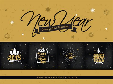 4 Free New Year Greeting Card Templates by Jessica Elle on Dribbble