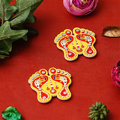 Buy Ecraftindia Lakshmi Charan Paduka Stickers For Home Office Puja