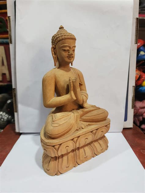 Buddhist Handmade Wooden Statue Of Vairochana Buddha Karma Wood