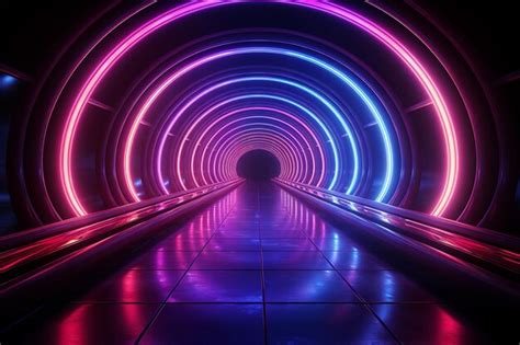 Premium Ai Image Alien Passage Neonlit Walls Illuminate Mysterious