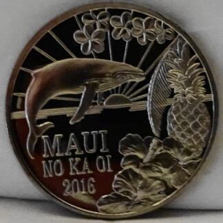 Hawaii Maui Trade Dollar Humpback Whale Bird And Palm Trees