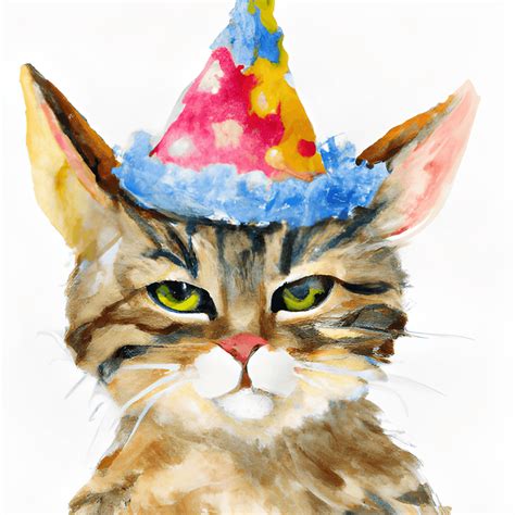 Cat Wearing Birthday Hat · Creative Fabrica